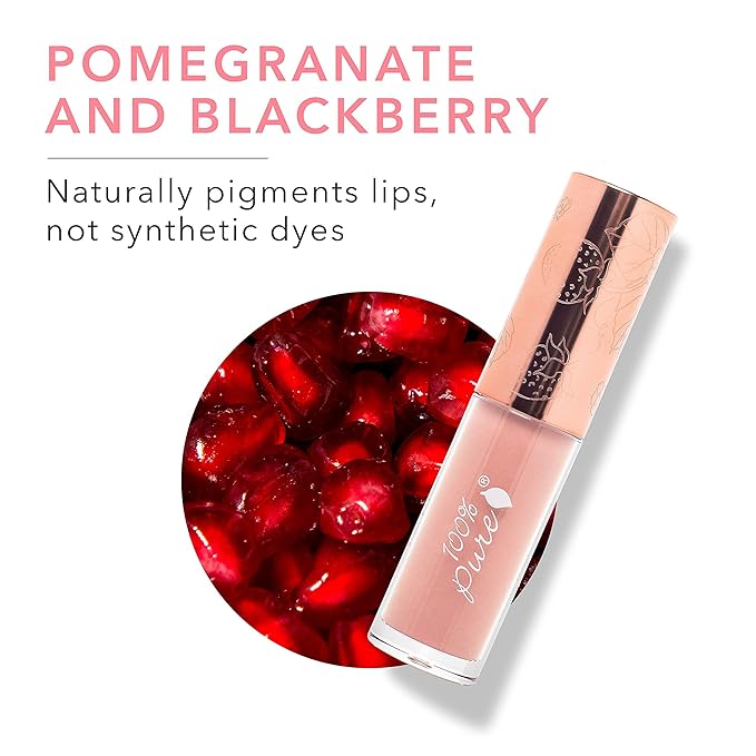 100% PURE Lip Gloss (Fruit Pigmented), Naked, High Shine, Moisturizing, Natural Lip Gloss, Sheer Finish, Tinted Lip Gloss w/Cocoa Butter, Vitamin E (Warm Peachy Nude Color) - 0.14 Fl Oz