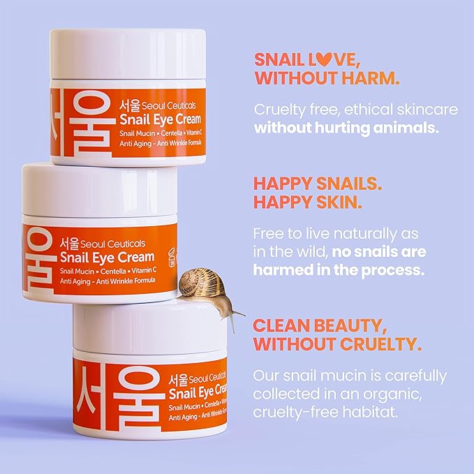 Korean Vitamin C Serum + 97.5% Snail Mucin Eye Cream Set for Glowing Skin & Youthful Eyes