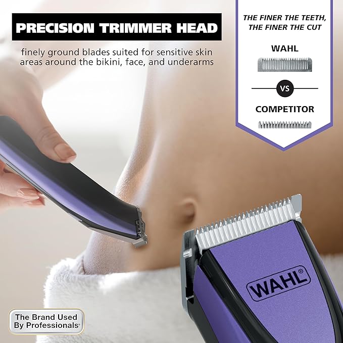 Wahl Bikini Sculpt Pro 2 in 1 USB Rechargeable Lithium-Ion Electric Shaver and Bikini Trimmer for Women - Face, Legs, Underarm, & Pubic Hair Removal Device - Model 3026004