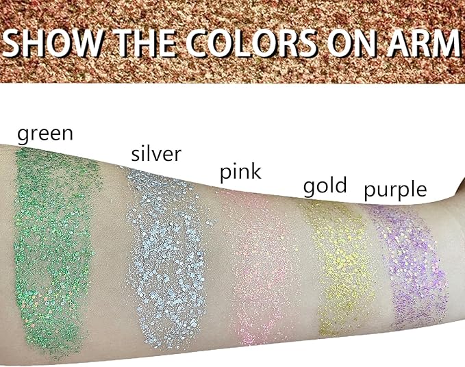 MEICOLY Green Body Glitter Stick,Christmas Hair Glitter Stocking Stuffers for Women Kids,Green Accessories for Spirit Week,Alien Face Glitter,St Patricks Day Accessories,Chunky Glitter for Mardi Gras