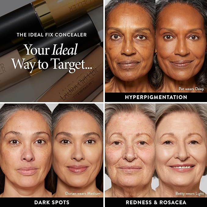 LAURA GELLER NEW YORK The Ideal Fix Concealer - Porcelain - Buildable Medium to Full Coverage Liquid Concealer - Covers Under Eye Dark Circles & Blemishes - Long-Lasting