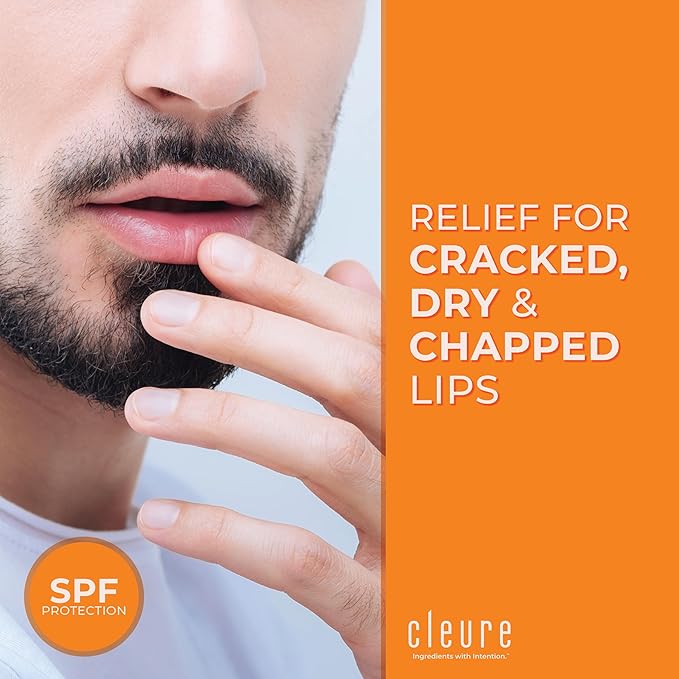 Cleure Organic All Natural Lip Balm - Paraben Free, Fragrance Free, Flavor Free, & Petroleum Free SPF Lip Balm & Hydrating Lip Butter (.15 oz, 3 Pack)