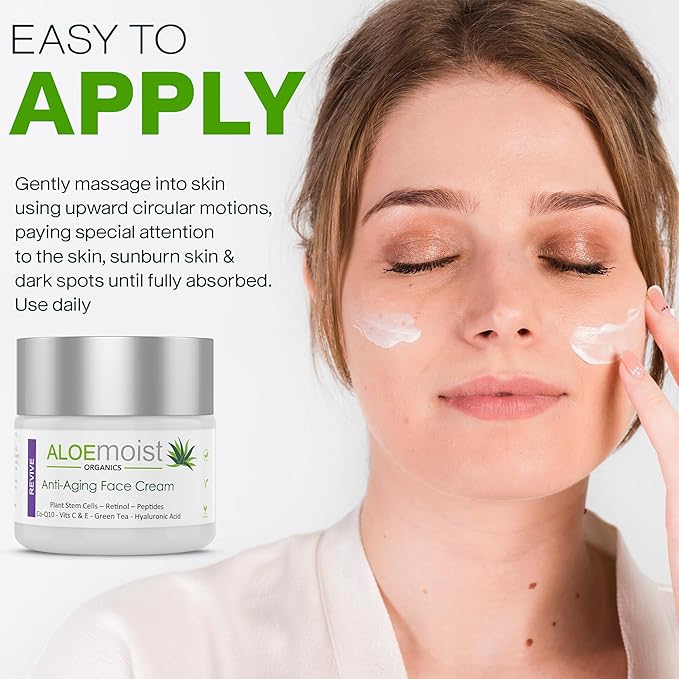 Advanced Retinol Cream for Face: Aloemoist Revive Anti Aging Face Cream for Women & Men Topical Retinoid Wrinkle Repair Day/Night Moisturizer, Organic Retinol Facial Moisturizer for Aging Skin,2 Pack