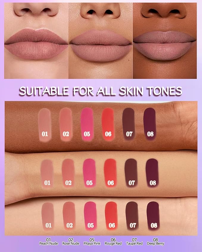 Matte Lipstick, Velvet Taupe Red Lip Stick Crayon Pencil, Waterproof Long Wear Lipstick 24 Hour High Pigmented, Smudge-proof Non-stick Hydrating Natural Lipgloss Christmas Makeup gift for Women-07