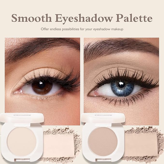 Matte Eyeshadow Palette 2 PCS, White Nude Brown Eye Shadow Palettes Nude Neutral Eyeshadow for Women, Smooth Powder Lightweight Blendable sombras para ojos Compact Daily Eyes Makeup, Set C