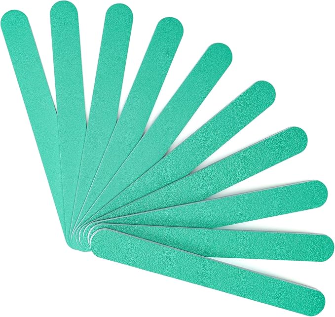 GazePlus Nail File, 10 PCS Fingernail Files 7" Long 100/180 Grit Emery Boards for Nails - Professional Nail Files Washable for Acrylic, Gel, Dip Powder, and Poly Gel Nail - Medium Fine Grit