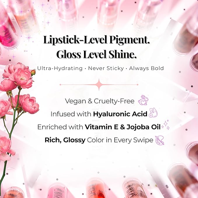 Power Gloss – Nude Pink Vegan High Pigment, Non-Sticky Lip Gloss with Hyaluronic Acid, Jojoba & Vitamin E for Moisturized, Plump, Glossy Lips (Rose Spritz)