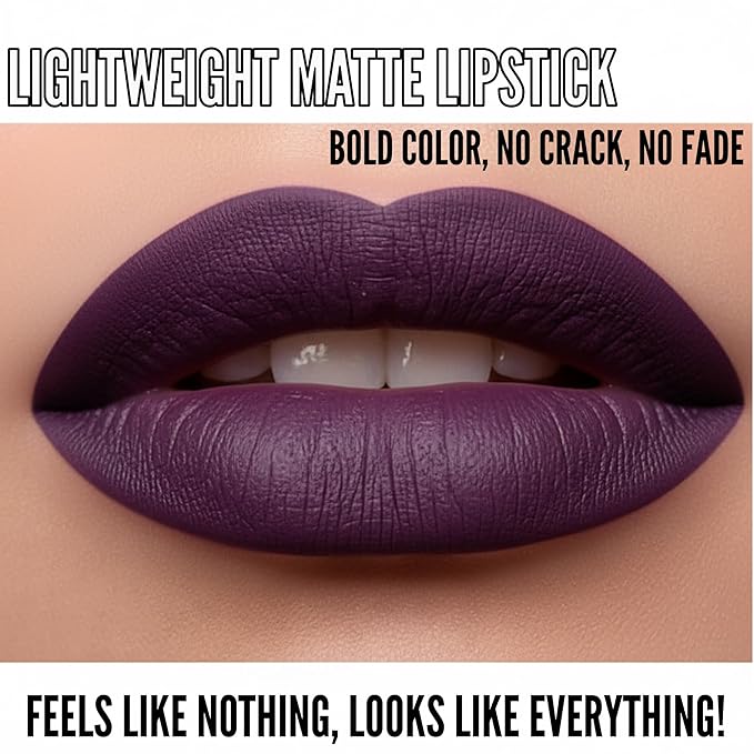 Mynena Deep Plum Purple Matte Liquid Lipstick | Long-Lasting Comfort | Smudge-Proof Transfer-Resistant | Full Coverage Non-Drying | Vegan & Cruelty-Free | All-Day Wear Lip Color | Mia