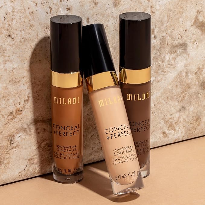 Milani Conceal + Perfect Longwear Concealer Full Coverage Infused with Hyaluronic Acid & Vitamin E, Cover Dark Circles, Blemishes & Skin Imperfections for Long-Lasting Wear - Pure Ivory