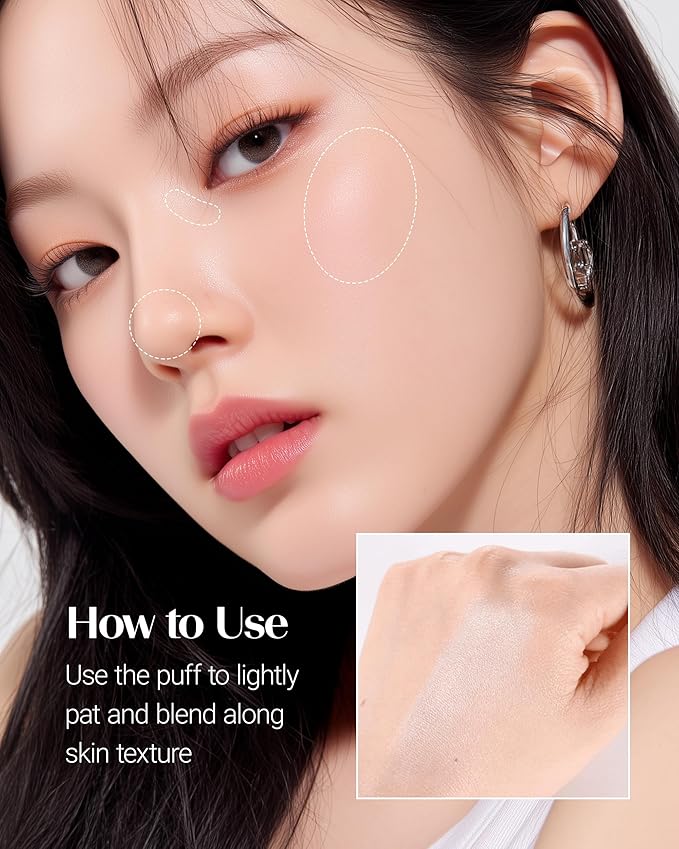 THESAEM Perfect Glam Glow Pact - Illuminating Face Powder with Colorful Pearls for Soft Radiant Glow - Sebum Control Blending Powder with Diamond & Silk - Korean Makeup Highlighter Compact