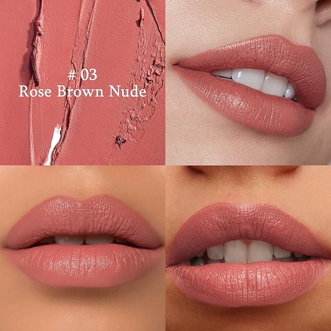 Hydrating Lipstick Cream Lip Crayon, Moisturizing Long-lasting Waterproof Stick for Women, High-Pigment Smooth Lip Liner & Tinted Lip Balm in One, Buildable Color with Natural Gloss Finish, 03