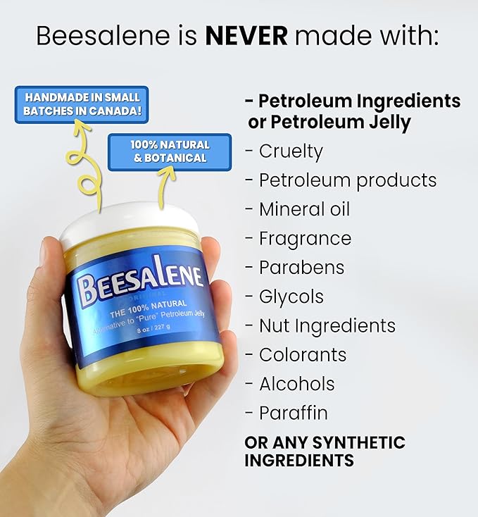 Beesalene Original Unpetroleum - 100% Natural & Hypoallergenic Alternative to Petroleum Jelly - Lips, Hands, Feet, Makeup Remover and More (8 Ounce)