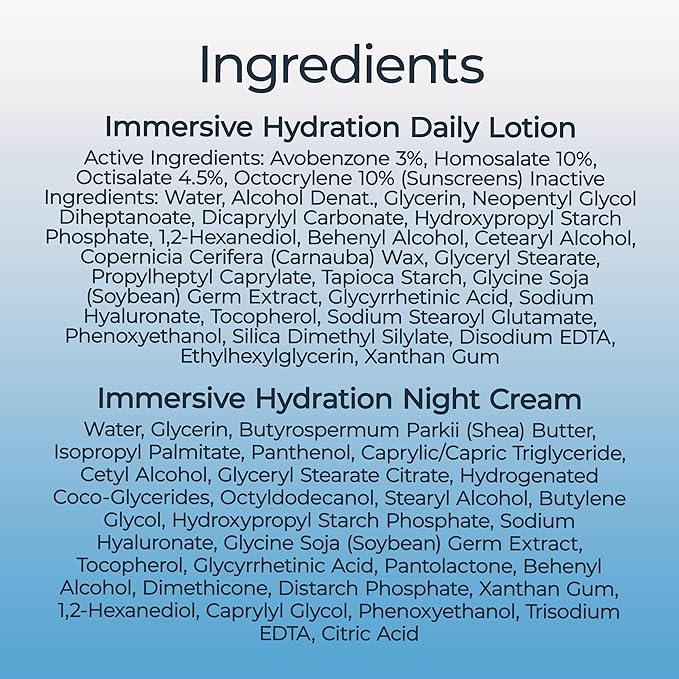 Eucerin Face Immersive Hydration Skin Care Set, Daily Face Lotion with SPF 30, 2.5 Fl Oz Bottle + Night Cream with Hyaluronic Acid, 2.5 Oz Bottle, Holiday Gifts for Self Care
