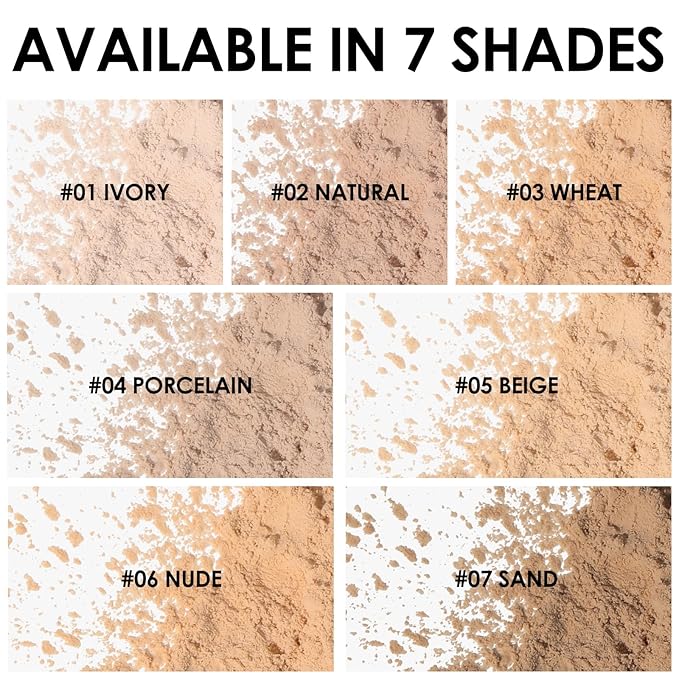 FOCALLURE Oil Control Loose Face Powder, Translucent Loose Setting Powder, Shine-Free Matte Finishing Powder, Long-lasting & Lightweight Sets Foundation Makeup, Includes Velour Powder Puff, Natural
