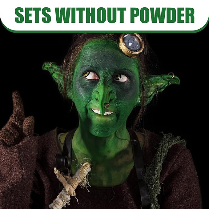 BOBISUKA Green Face Body Paint, Water Based Face Painting for Art Theater Halloween Party Cosplay Clown SFX Makeup for Women Adults, Non-Toxic Washable