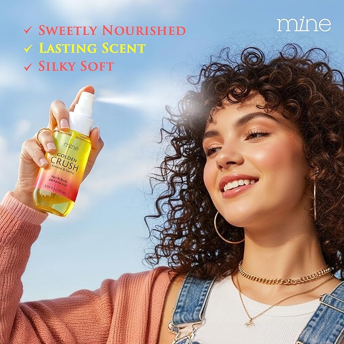 Mine Hair Perfume, Hair and Body Mist - Valentines Day Gifts for Teen Girls and Women - IFRA Safety Certificate, Long Lasting, Freshen Hair, Body & Pillows - Almond & Vanilla Scent - 3.04 oz