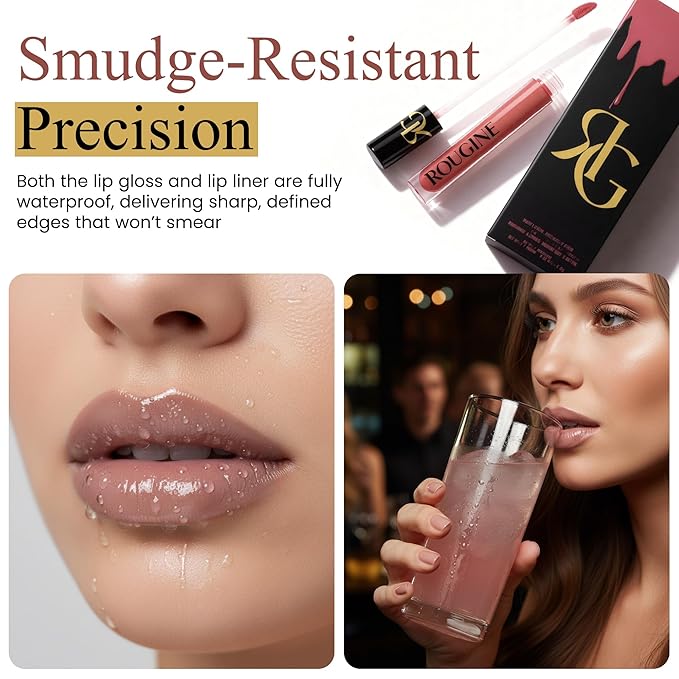Liquid Lipstick & Lip Liner Set for Women – Smooth Matte Boujee Shade, Long-Lasting Waterproof Lipstick, Smudge-Resistant Lip Makeup, Soft Glide Liner – Vitamin E & Shea Butter