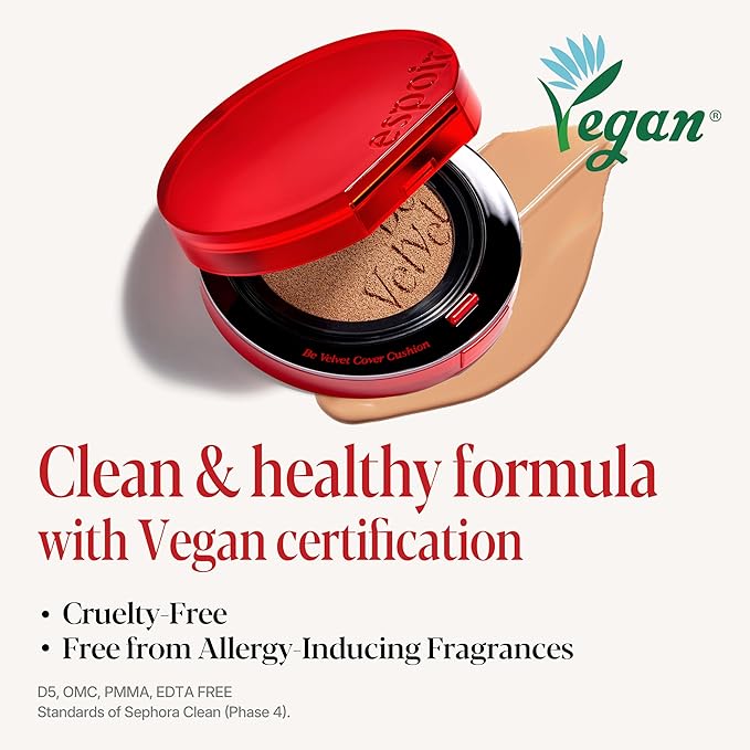 Espoir Be Velvet Cushion Foundation #26 Honey | Quick and Easy Coverage with Long-lasting Color by Zero Oxidation, Velvety Smooth Finish & Lightweight Formula, Vegan, Korean Makeup, 0.46 oz