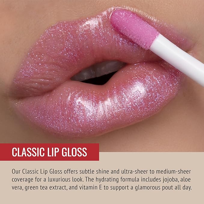 Runway Rogue Classic Gloss ‘Purple Haze’, Sheer Pale-Purple Hydrating Iridescent Shimmer Lip Gloss with Spotlight, Matte Light-Beige Lip Liner and Sharpener