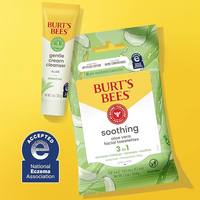Burt's Bees Gentle Skin Care To-Go Set, Includes Cleanser, Towelettes, Lotion and Sheet Mask, Travel Size Facial Skin Care Products for Sensitive Skin, Natural Origin, 1 Gift Set