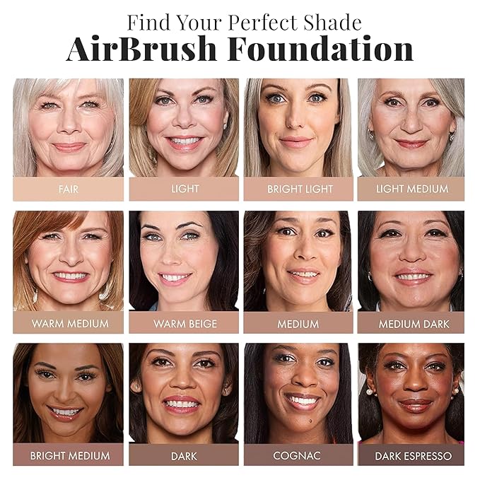Jerome Alexander MagicMinerals AirBrush Foundation – 2 Piece Set with Airbrush Foundation and Kabuki Brush - Spray Makeup with Anti-aging Ingredients for Smooth Radiant Skin - Bright Medium