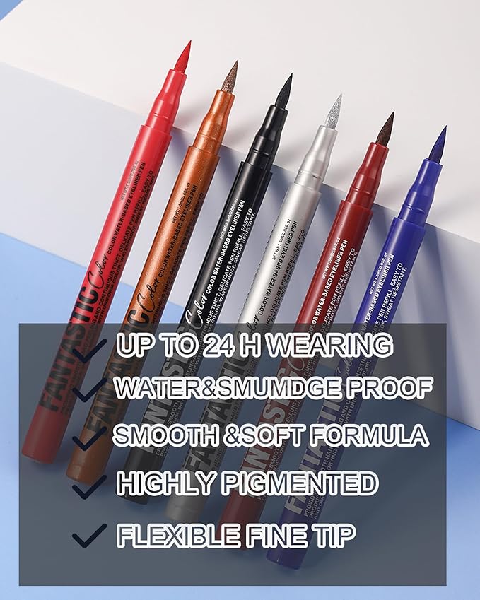 Waterproof White Mascara&Liquid Eyeliner Pen Set,Volumizing Colored 5D Fiber Mascara for Eyelash Volume and Length Máscara,Longlasting Smudgeproof Matte Color Eye Liner Pencil Women Party Stage Use