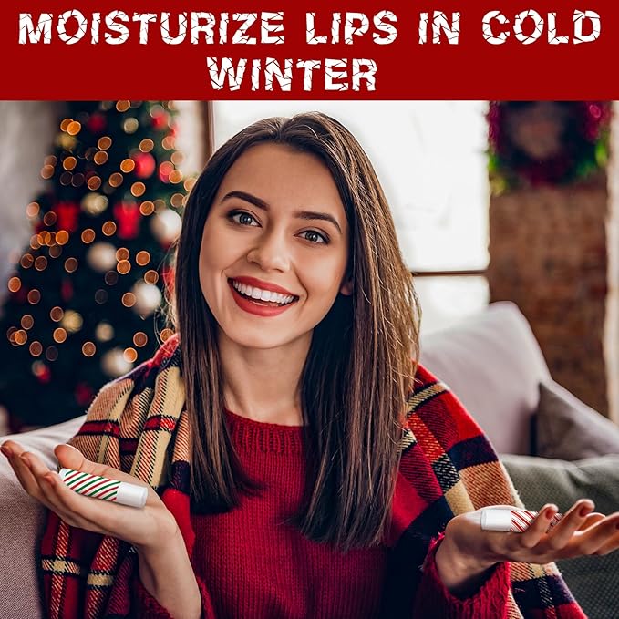 Dunzy 100 Pack Christmas Lip Balm Gifts Bulk Stripes Lip Balms Favors Employee Appreciation Thank You Gifts Team Inspirational Gift for Xmas Fall Thanksgiving Party Women Men Coworkers Staff Teachers