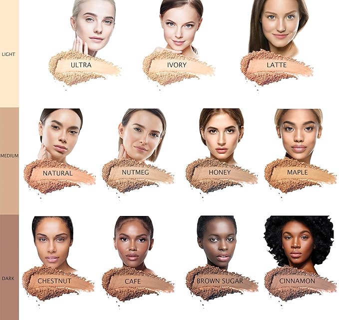 BellaTerra Cosmetics Mineral Powder Foundation – Ultra | Deep Cool Shade with Matte Finish | Buildable, Long-Wearing Mineral Coverage for a Polished, Natural Look 9g