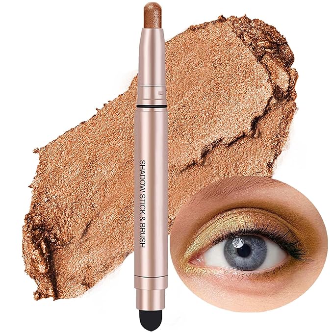 Eyeshadow Stick Makeup, Highlighter Cream Eye Shadow Pencil, Waterproof Hypoallergenic Long Lasting Matte Crayon, Glitter Primer Palette Shimmer Eyeliner Pen, Clove Shimmer