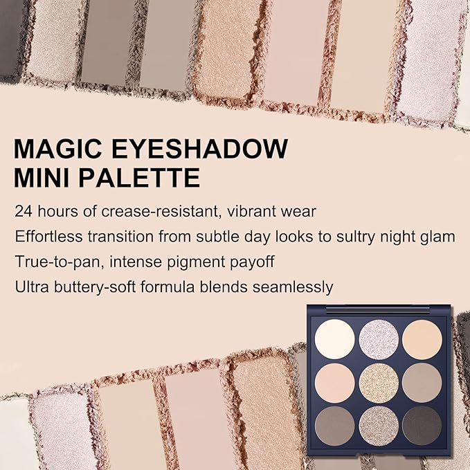 Neutral Eyeshadow Palette, Nude Eyeshadow Palette, Matte Eye Shadow Makeup Palette, Long-Lasting Wear, Vegan, Cruelty-Free - 0.3 oz (shimmer champagne)
