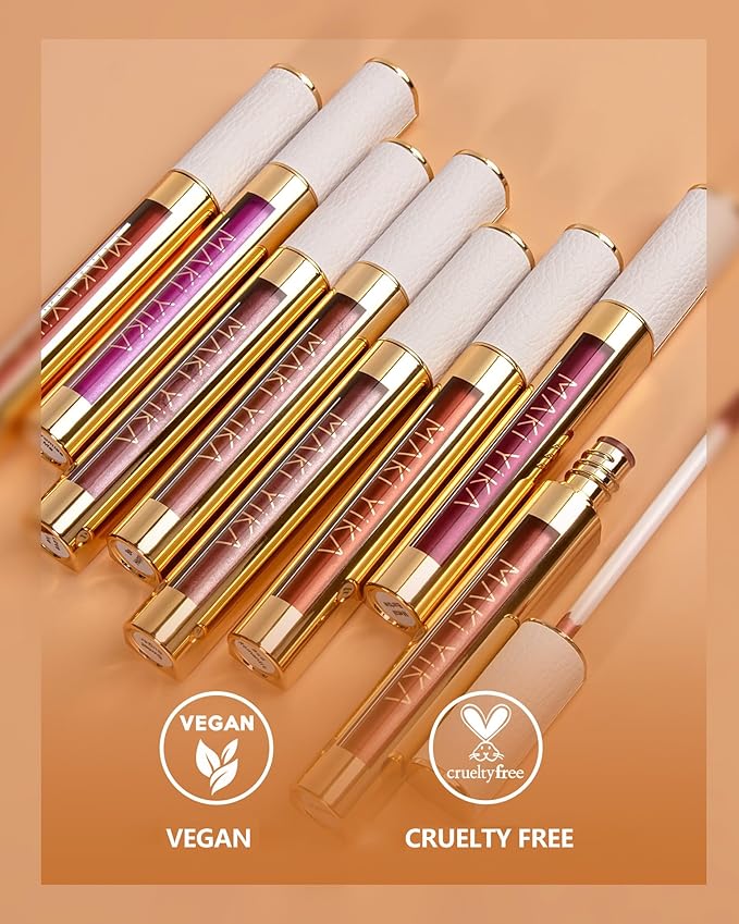 MAKI YIKA Brown Lipstick for Women Metallic Lipsticks Glitter Long Lasting Lipstick No Smudge No Transfer Liquid Lip Gloss (BR04 After Heat)