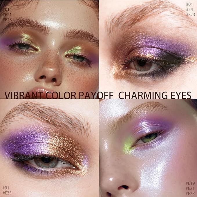 Glitter Cream Eyeshadow Stick, Purple Holographic Eye Shadow Stick, Long-Lasting and Blendable High Pigmented Single Eyeliner Makeup for Women, 23 Purple
