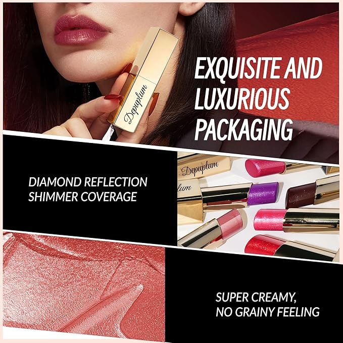 Red Mulberry Pink Lipstick Set for Women Shimmer Tinted Lip Balm Hydrating Moisturizing Lip Gloss Cruelty Free Lip Makeup, DM108/109/114
