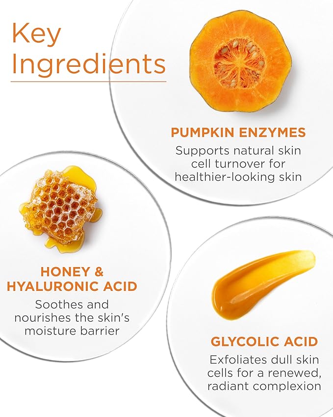 Andalou Naturals Pumpkin Honey Glycolic Mask (NEW FORMULA) - Exfoliating Face Mask with Glycolic Acid, Vitamin C for a Radiant Glow - Gentle Exfoliant Removes Dirt & Dry Skin Cells - 1.7 fl oz