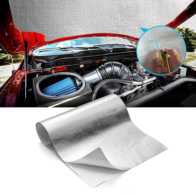 FLASLD Aluminized Heat Shield Thermal Barrier Adhesive Backed Heat Blanket 24'' X 24'', Protect Parts and Components from Damaging Radiant Heat