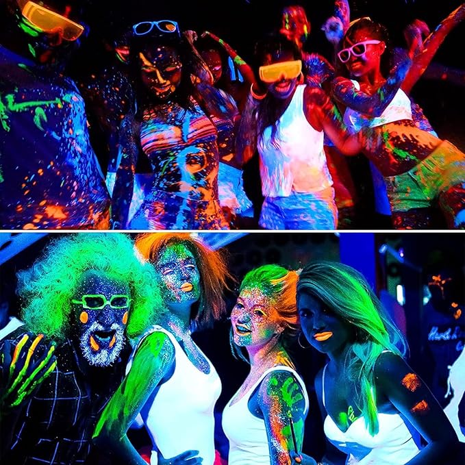 6Pcs Glow in The Dark Body Face Paint Neon Glow in The Black Light UV Fluorescent Crayons Paint Sticks Makeup Kit for Kids Adults Halloween Masquerade Mardi Gras Blacklight Birthday Party