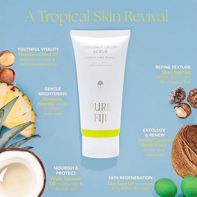 Pure Fiji Coconut Crush Scrub, Coconut Lime Blossom (6oz/180ml)