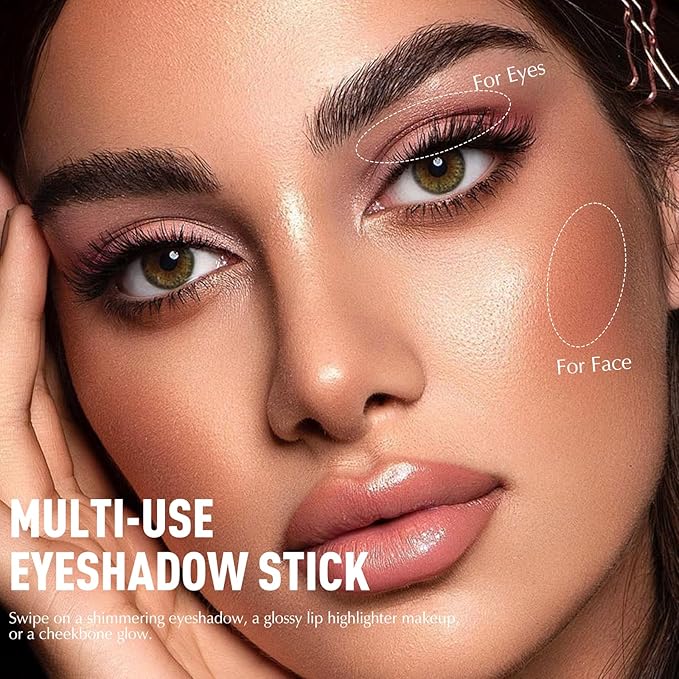 Purple Eyeshadow Stick - Long Lasting Cream Matte Eyes Shadow Pencil Buildable Brightener Crayon Eyeliner Highlighter Makeup, Lightweight Waterproof & Smudge Proof for Easy Quick Application