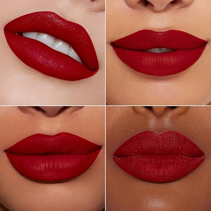 MAKI YIKA 2Pcs Matte Liquid Lipstick Set MVP Red Hot Pink Lipstick Long Lasting Smudgeproof Transfer Proof Lip Makeup, MVPRed/HotPink