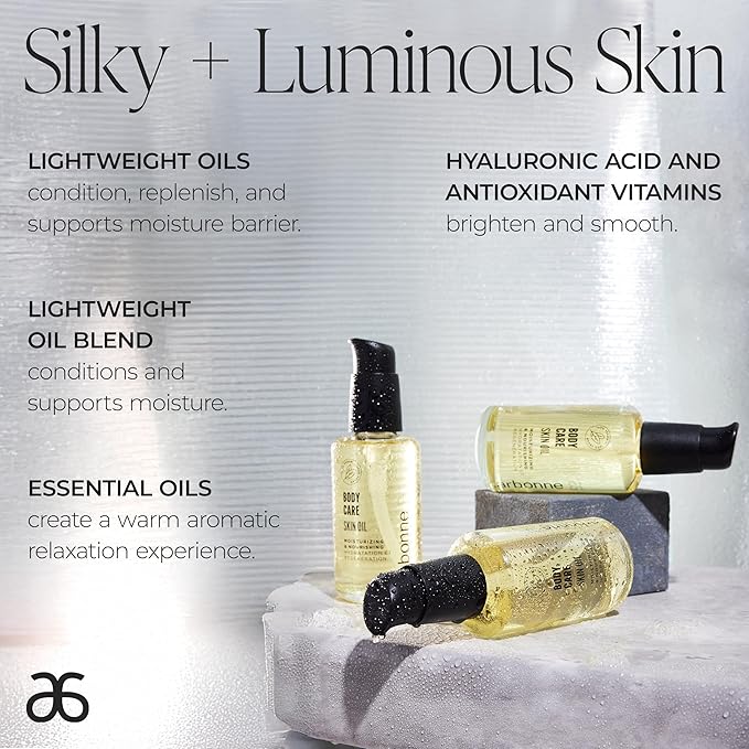 Arbonne BodyCare Skin Oil – Lightweight Moisturizing Blend with Omega Fatty Acids, Hyaluronic Acid, & Essential Oils for Hydration, Radiance, Smooth Skin, Firmness, & Spa-Like Sensory Experience