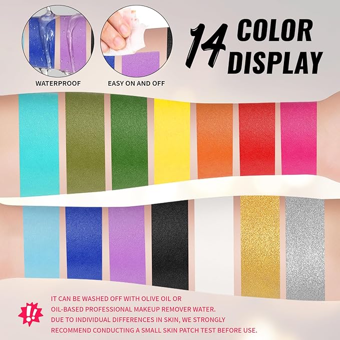 Teal Oil Based Face Body Paint Stick, Non-toxic Full-coverage Face Painting for Sally Makeup Halloween Cosplay Makeup, Waterproof Cream Teal Body Painting for Adults