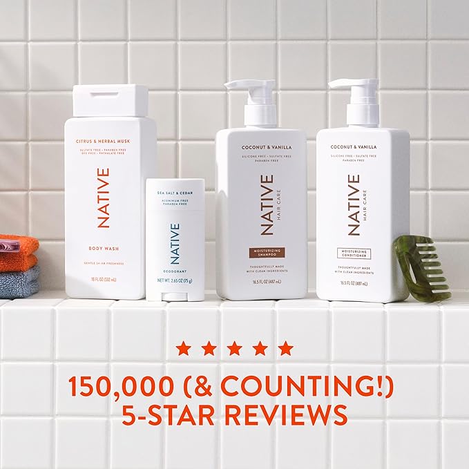 Native Shampoo and Conditioner contain Naturally Derived Ingredients | All Hair Types, Color & Treated, Fine to Dry Damaged | Sulfate & Dye Free | Citrus & Herbal Musk, 16.5 fl oz each (2 pack)