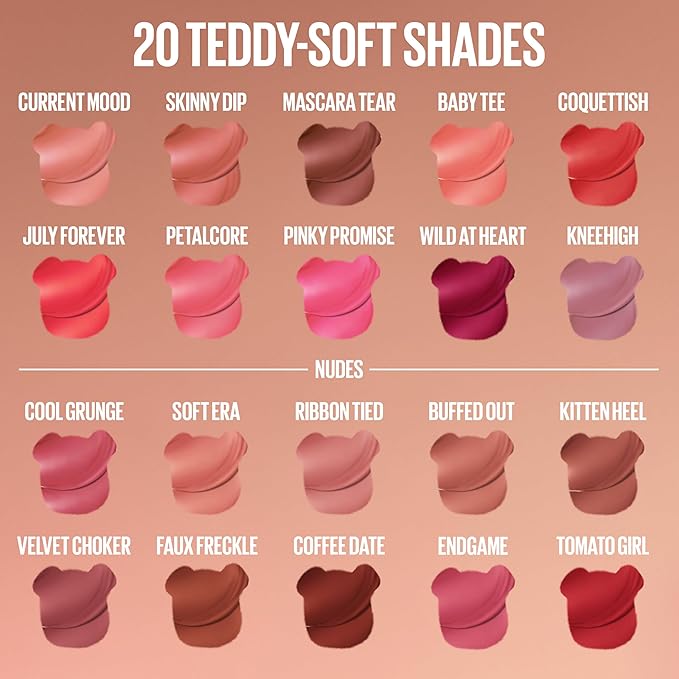 MAYBELLINE Super Stay Teddy Lip Tint, Long Lasting Matte Lipstick For Up To 12HR Wear, Baby Tee, 1 Count