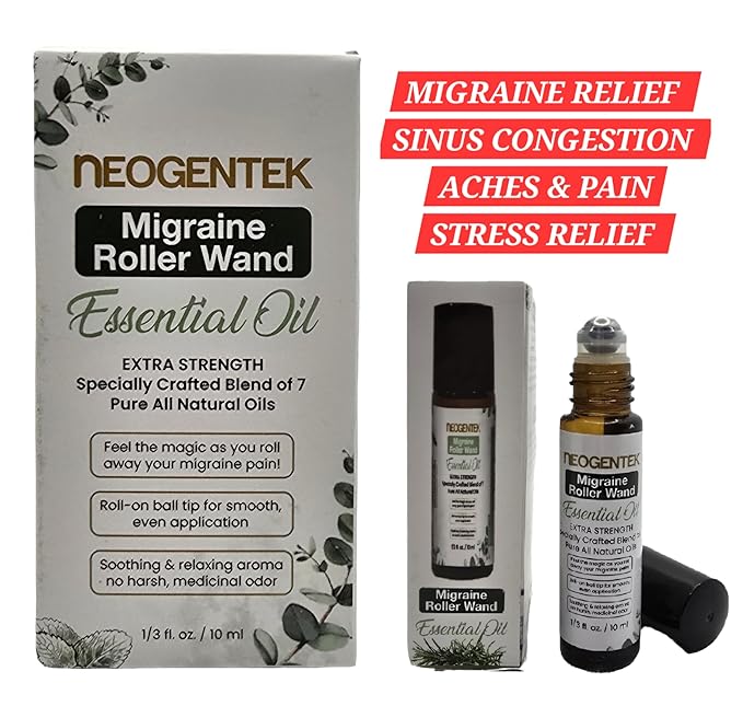 Migraine, Sinus Essential Oil Roller | Crafted Blend of 7 Powerful Essential Oil | Made in USA | Natural Comfort & Relaxation – Aromatherapy Roll-On for Headache, Sinus 10ml (Migraine and Sinus)
