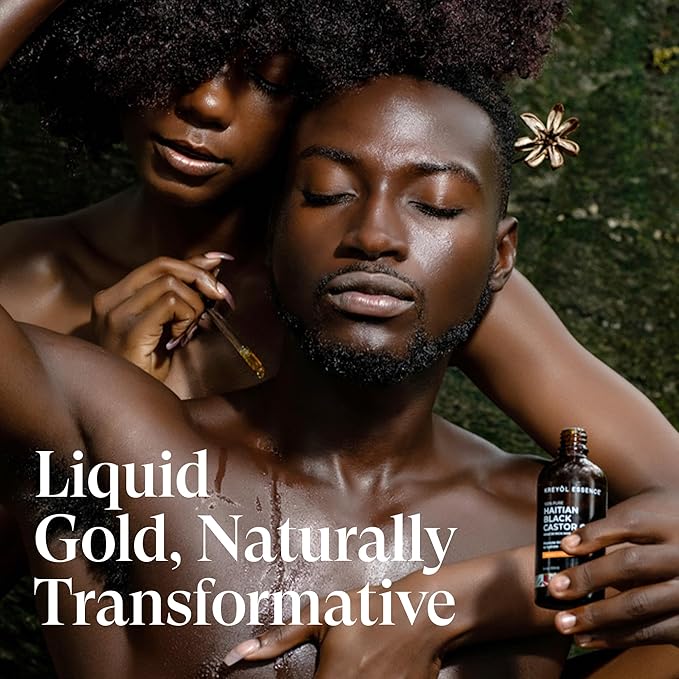 Kreyol Essence - Haitian Black Castor Oil for Skin and Hair, Glass Bottle - Fuller-Looking Hair, Hexane Free, Natural Humectant