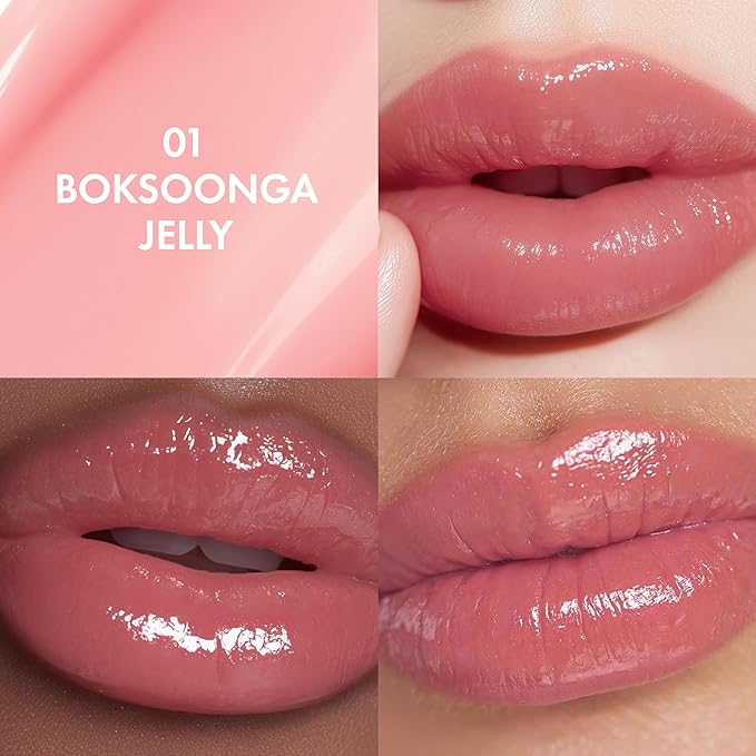 Amuse Seoul Jel-Fit Tint (01 Boksoonga Jelly) | Korean Jelly Lip Tint, Long-Lasting Lip Stain, Hydrating & Glossy, Hyaluronic Acid for Smooth Moisturized Lips, High Pigmentation, Vegan