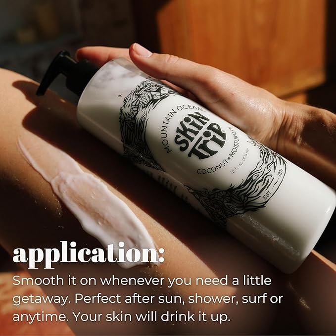 Mountain Ocean The Original Skin Trip Coconut Body Lotion, 16 Oz Pump, Lightweight, Fast Absorbing Moisturizer, with Coconut Oil, Aloe Vera, & Lanolin