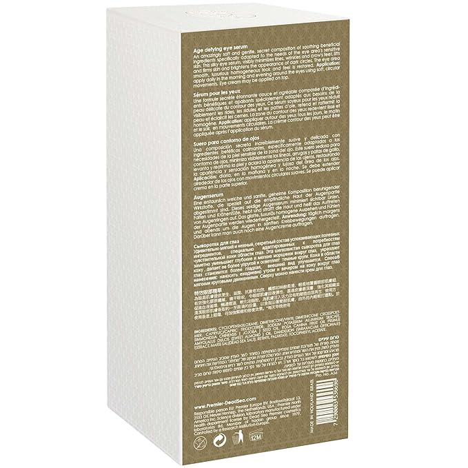 Premier Dead Sea Classic Collection Age Defiyng Eye Serum, Hypoallergenic, Helps minimize wrinkles, Dark circles, Sagging skin, Reduce bags 1.2.fl.oz