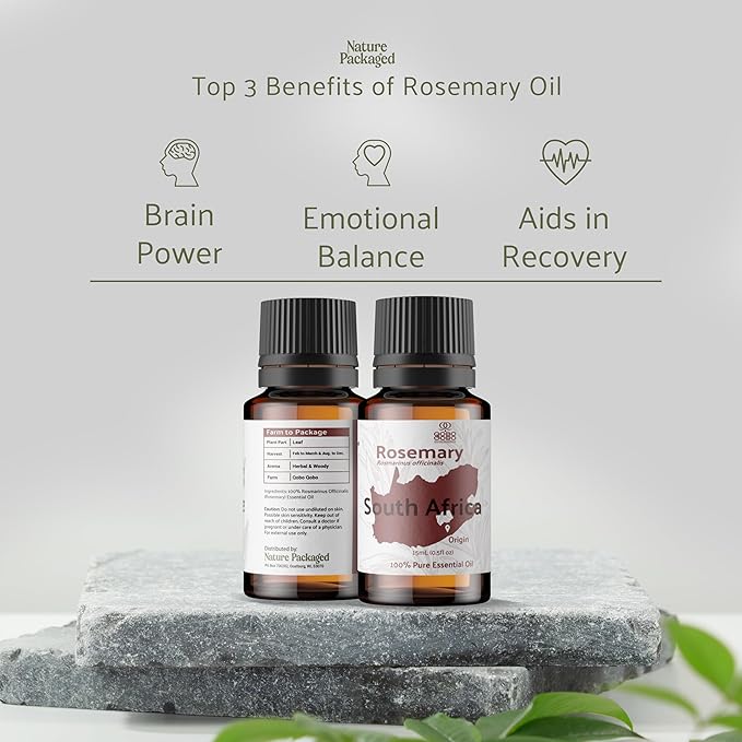 Rosemary Essential Oil - Direct from Qobo Qobo South Africa - Steam Distilled - Aceite Esencial de Romero for Aromatherapy, Massage, Diffuser, DIY Candle and Soap Making - 15ml