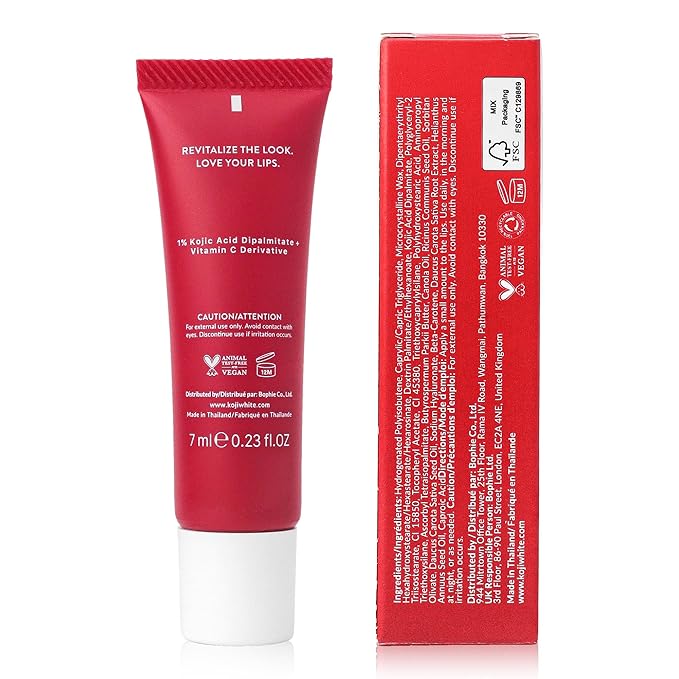 Koji White Lip Discoloration Treatment for Dark Lips | Smokers, Moisturizer & Hydrating Lip Balm with 1% Kojic Acid, Hyaluronic Acid, Vitamin C, Carrot Oil - Beeswax-Free, Vegan Chapstick, 0.23 Fl Oz